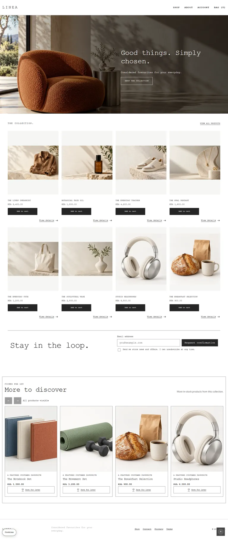 Linea online store design concept