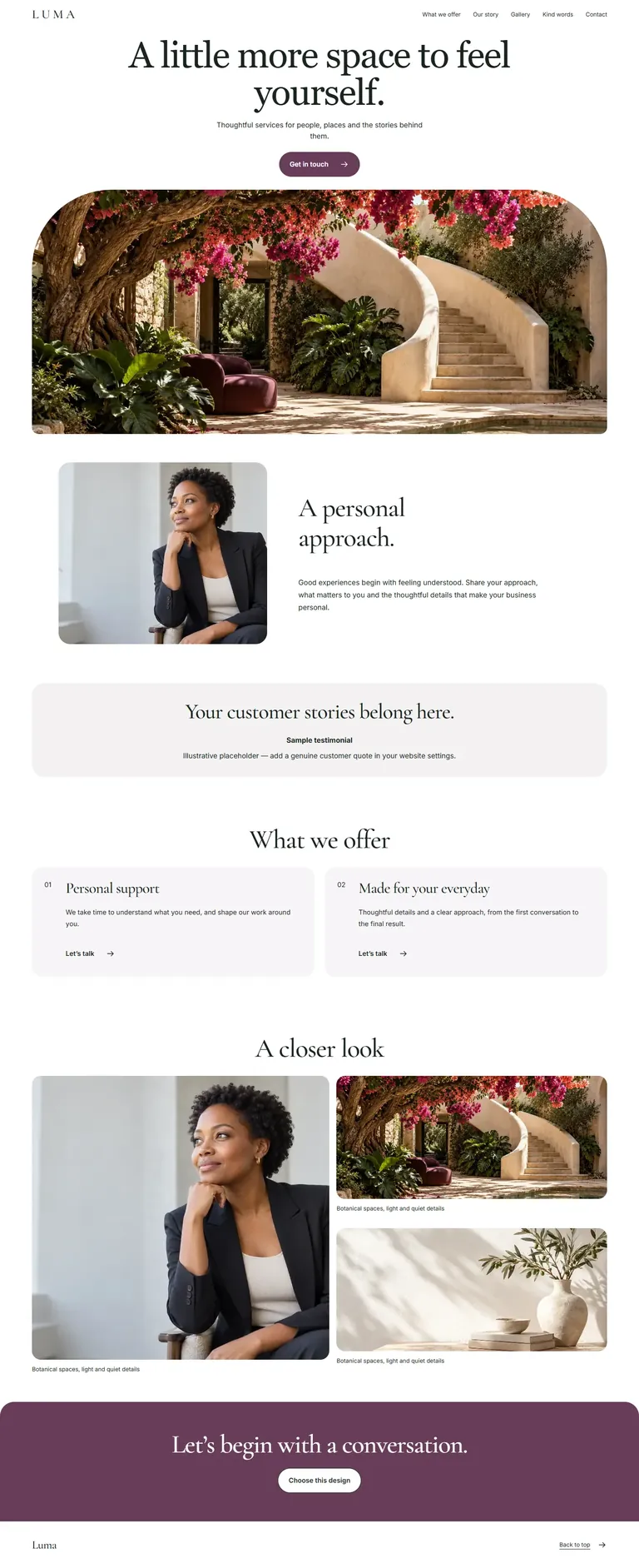 Luma business website design concept