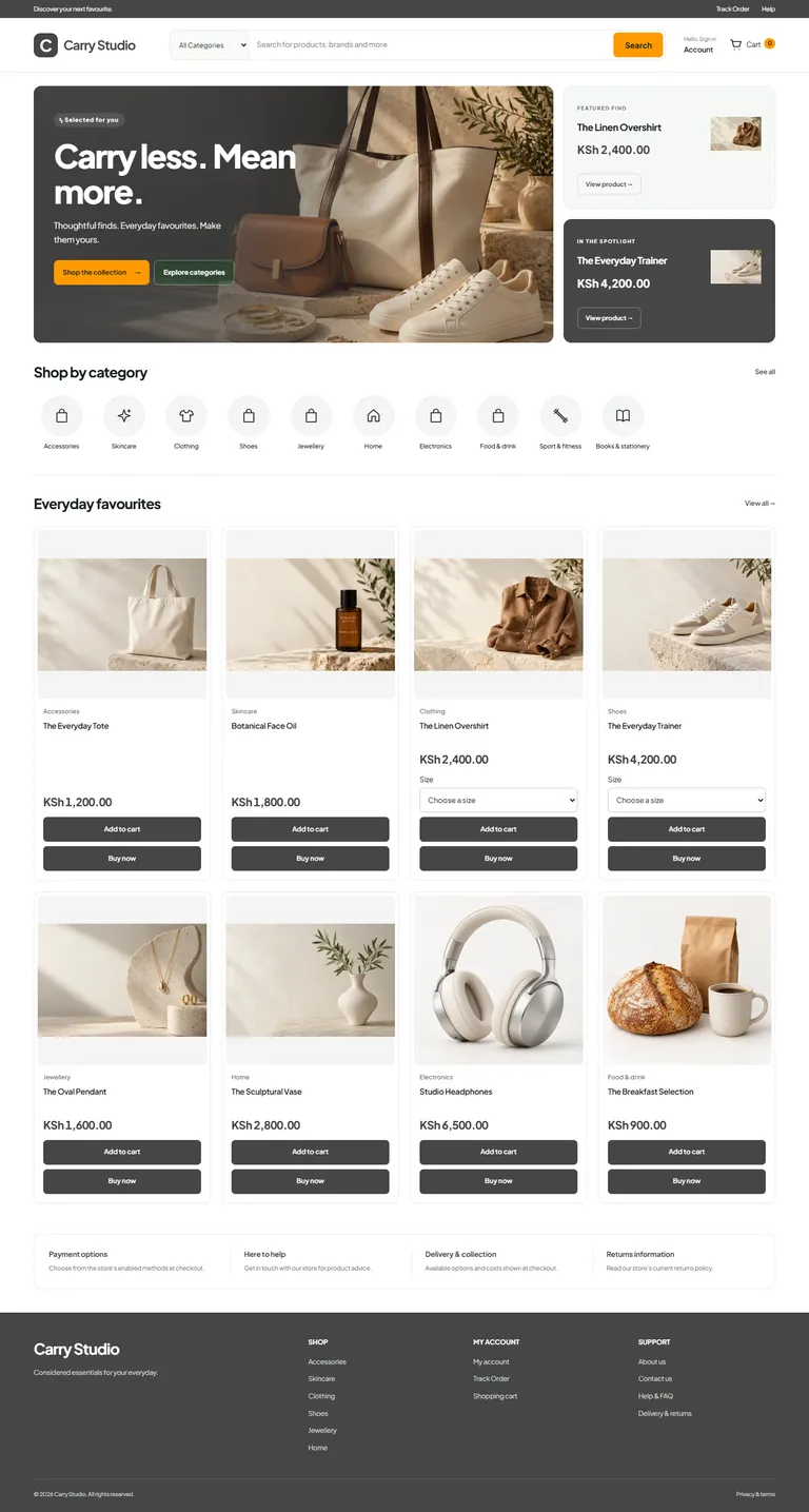 Mercato online store design concept