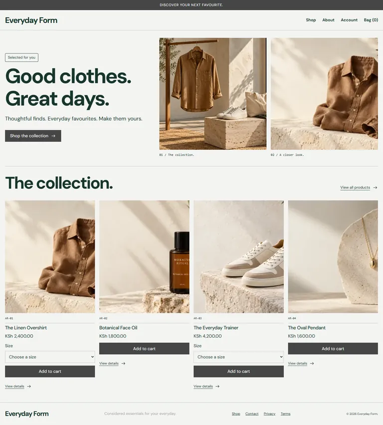 Thrifted online store design concept
