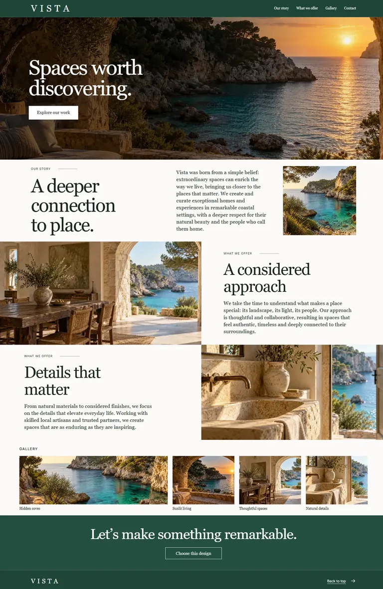 Vista business website design concept